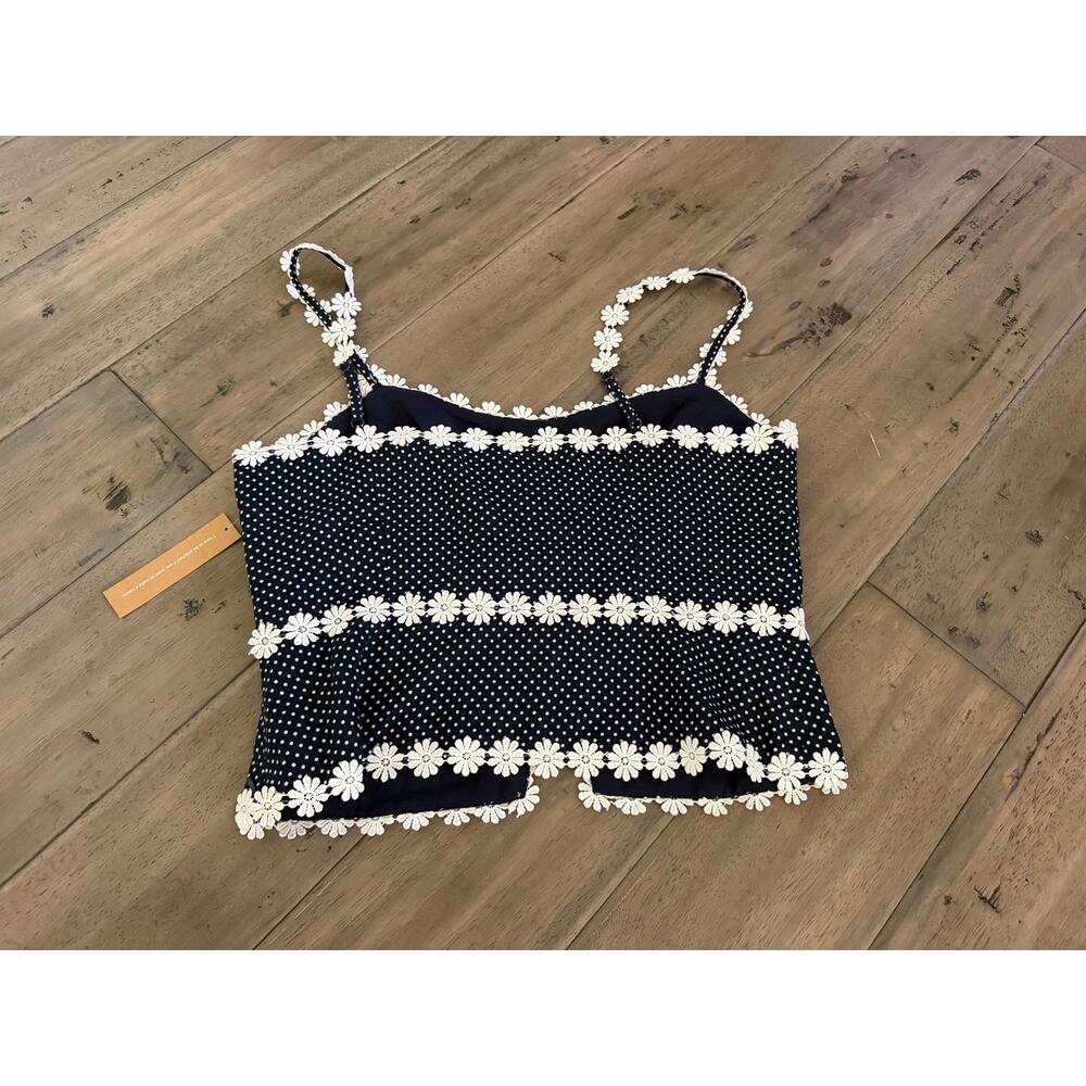 New Kourt blue & white Kassandra polka dot daisy blouse size 8 $147 - Picture 7 of 7